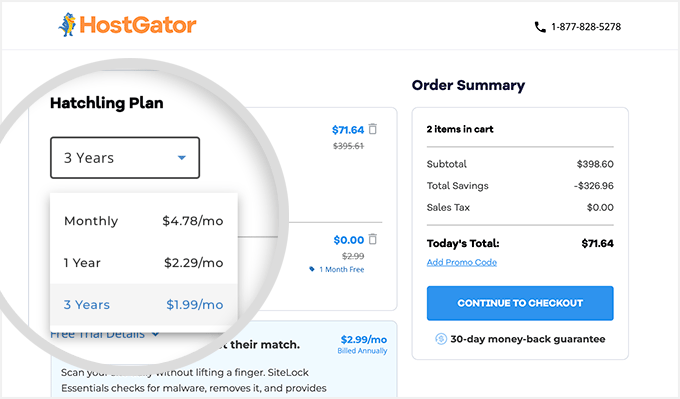 Choosing your HostGator billing cycle