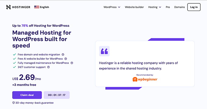 Hostinger website