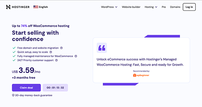 Hostinger Managed WooCommerce Hosting